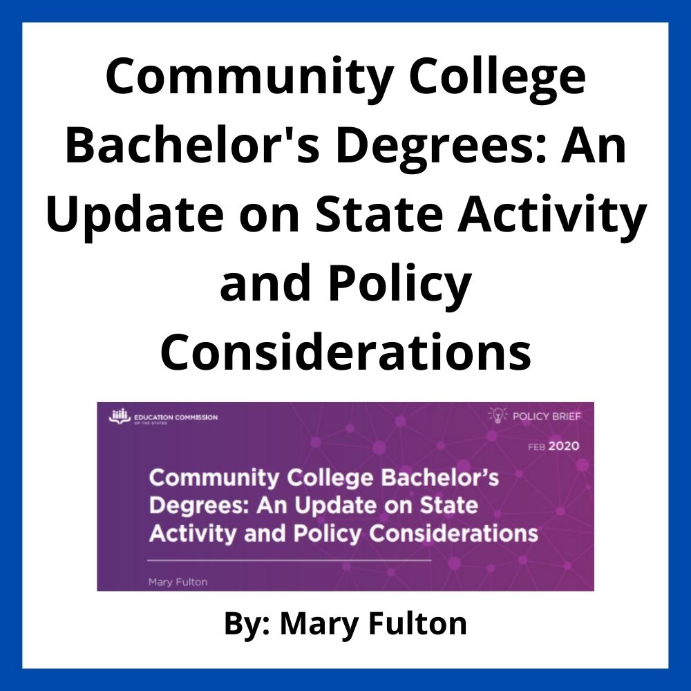 Community College Bachelor's Degrees: An Update on State Activity and Policy Considerations
