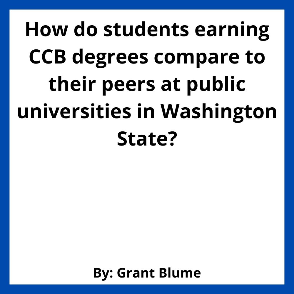 How do students earning CCB degrees compare to their peers at public universities in Washington State?